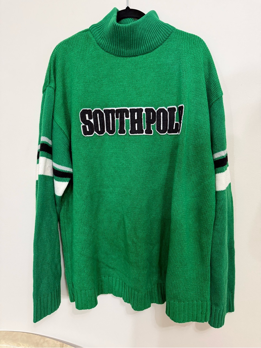 Southpole Mens XXL Green Knit Turtleneck Sweater Spell Out Logo 90s Vintage Y2K